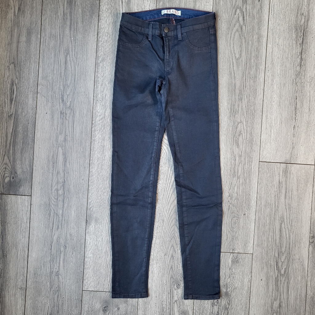 J Brand Super Skinny 901 Coated Jeans Size 26 Dark Navy Gray Tur C Patr